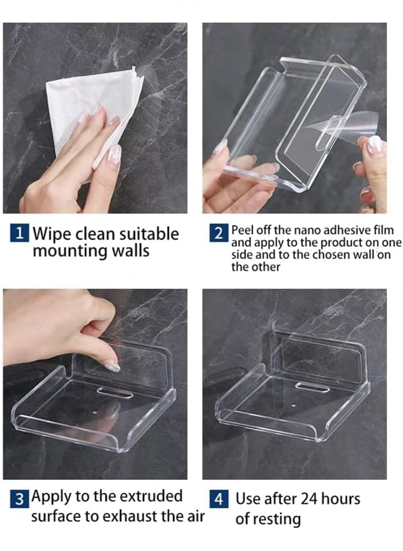Acrylic Floating Small Wall Shelves, Mini Wall Mounted Hanging Display Shelves, Universal Adhesive Shelf Easy to Install No Drill, for Security Cameras, Baby Monitors, Smart Speaker, 2 Pcs - Image 5